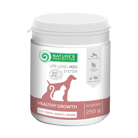 Витамины Nature's Protection Healthy growth Formula для укрепления суставов, костей и зубов у собак 250 гр
