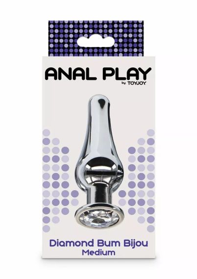Анальна пробка із кристалом Toy Joy Diamond Bum Bijou сріблястий, Medium Sex Aura | Зображення 4