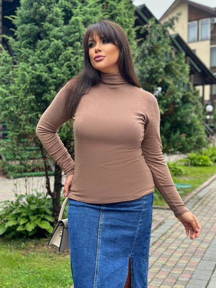 Женская теплая водолазка на термо флисе Ri291 цвет мокко, размер 42/46