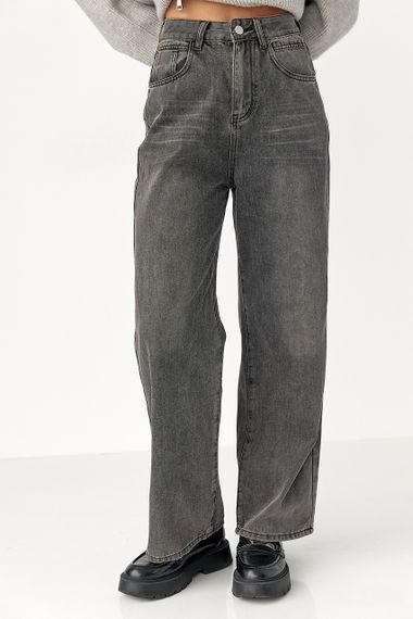 Прямі жіночі джинси Straight - чорний цвет, L (є розміри)