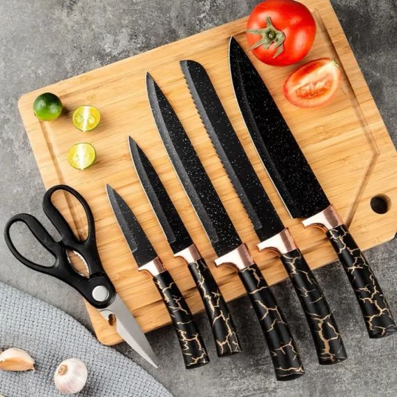 Набор кухонных принадлежностей 25 предметов с двойной подставкой разделочной доской набором ножей прихватками | Зображення 3