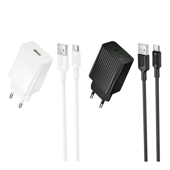 Сетевое Зарядное Устройство Borofone BAS72A 1USB QC 18W+USB to Type-C