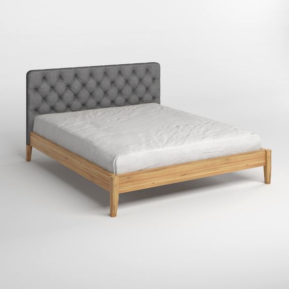 Двоспальне дерев&#039;яне ліжко Mebigrand Рим ДК Горіх світлий/Аляска 93 (Сірий) Б3 140х190 см (MBG-4970) | Зображення 1