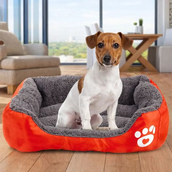 Лежанка - пуфик для кошек и собак оранжевый   S(40*25)