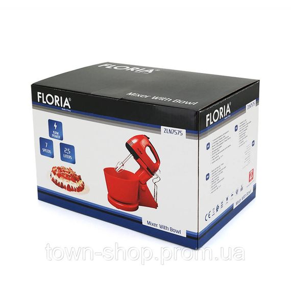 Миксер с чашей Floria ZLN7575, 150W, red | Зображення 2