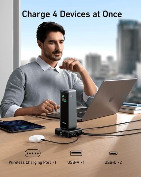 Мережевий зарядний пристрій Anker Charging Base for Anker Prime 100W Black | Зображення 4