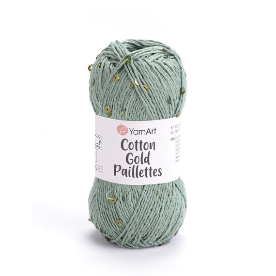 Yarnart COTTON GOLD PAILLETTES No 7113 зеленый Коттон Голд Пайетка Пряжа хлопок с пайеткой, нитки для вязания