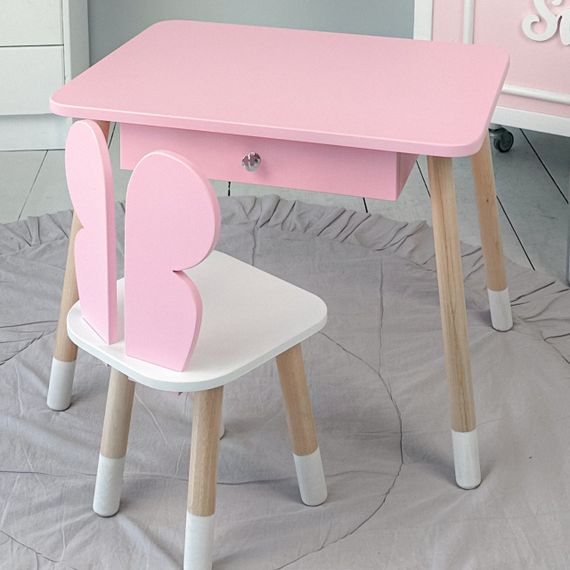 Дитячий столик з висувним ящиком 46х60х45, стіл трюмо в дитячу кімнату, білий | Зображення 7