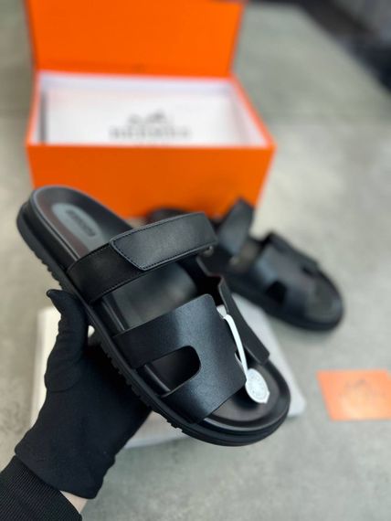 Сандалі Hermes Chypre black чорні чоловічі ob419 | Зображення 1