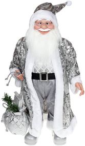 Статуэтка Санта с мешком 60см серебристый