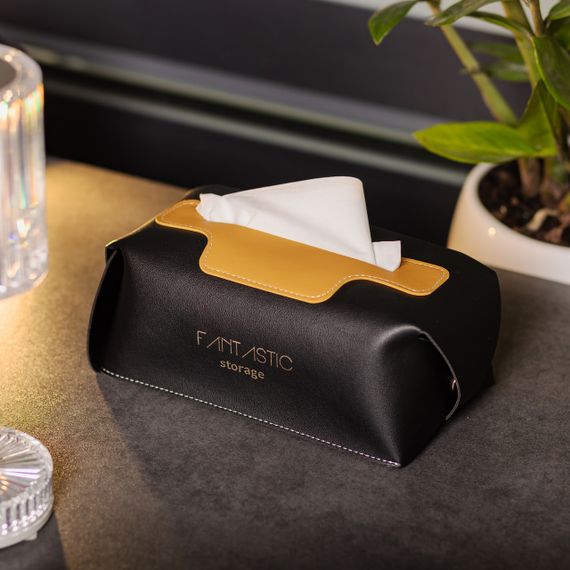 Салфетница из эко кожи в машину 21х12х8 см контейнер для салфеток Черный HP-3-210B | Зображення 4