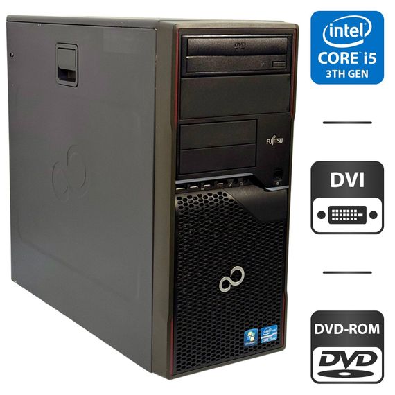 Компьютер Fujitsu Celsius W420 Tower / Intel Core i5-3470 (4 ядра по 3.2 - 3.6 GHz) / 8 GB DDR3 / 500 GB HDD / Intel HD Graphics 2500 / DVD-ROM б/у