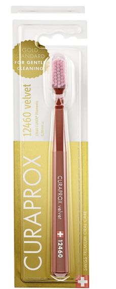 Зубна щітка Curaprox CS12460 Velvet, ультрам'яка, товщина d 0,08мм., Коричневий з рожевим (BrP)
