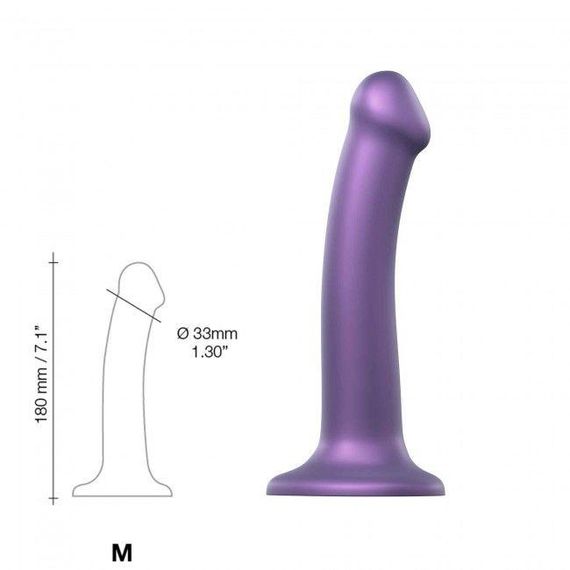 Насадка для страпону Strap-On-Me Mono Density Dildo Violet M, діам. 3,3 см, одношаровий силікон, гну Sex Aura | Зображення 3