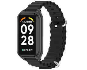 Силіконовий ремінець Mijobs Ocean для фітнес браслета Xiaomi Mi Smart Band 8 Active - Black
