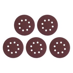 Круг наждачний самоклейний 125 мм з отворами, папір клас С, щільність 140 г/м2, К60, пак. 5ед INTERTOOL1