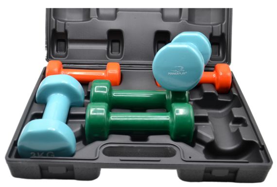 Набір гантелей в кейсі 12 кг. Паверплей 4118 Fitness Dumbells (2шт.*1кг. 2шт.*2кг. 2шт.*3кг.) | Зображення 5