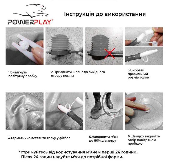 М'яч для фітнесу (фітбол) напівмасажний PowerPlay 4003 Ø65 cm Gymball  Синій + помпа | Зображення 6