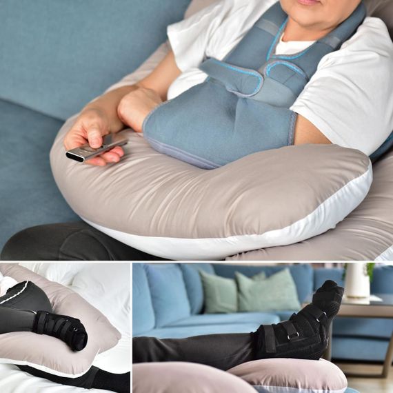 Подушка для сна и отдыха, для беременных П-формы IDEIA 140х75х20 см с наволочкой на молнии желто/голубая | Зображення 2