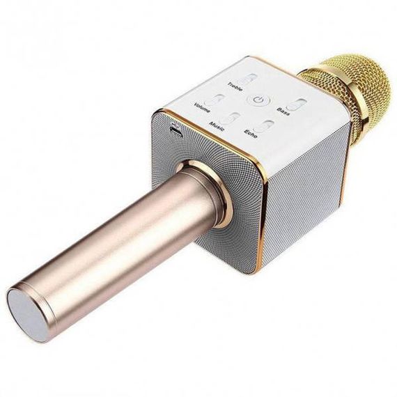 Портативний бездротовий мікрофон караоке Q7 без чохла рожево-золотий
