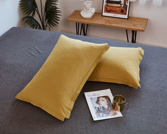 Постільна білизна Love You Варена бавовна Гірчиця-Антрацит двостороння Євро | Зображення 2