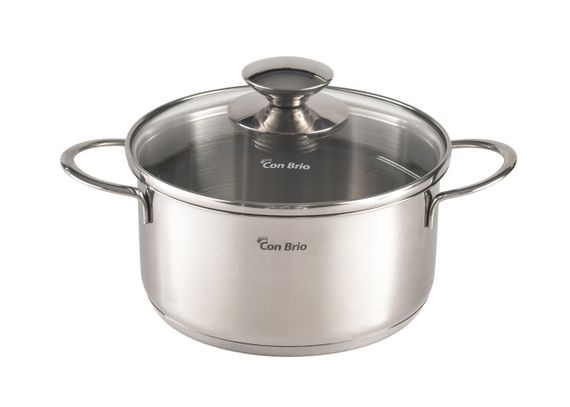 Каструля Con Brio CB-1105, 1.6 л, 16 см, з нержавіючої сталі з кришкою, для всіх типів плит