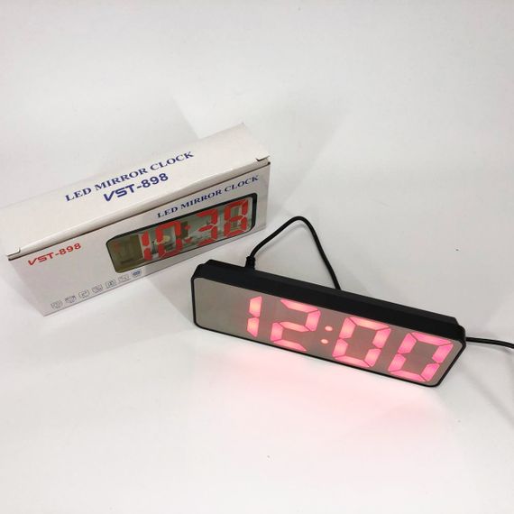 Електронний настільний LED годинник від USB VST-898-1 з будильником і термометром, Настільний LED Лід годинник | Зображення 7