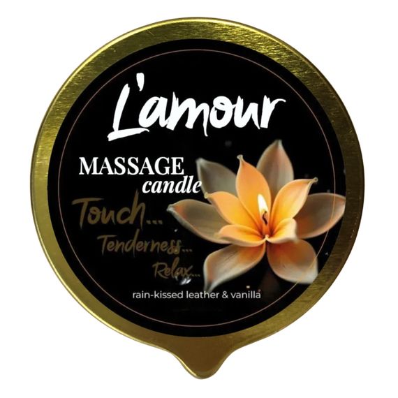 Масажна свічка L'amour Rain-Kissed Leather and Vanilla, золота, 70 мл Sex Aura