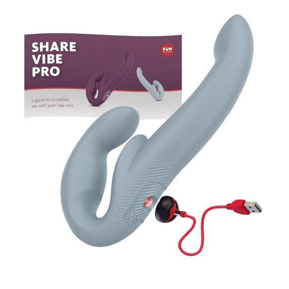 Безремневой страпон с вибрацией Fun Factory SHARE VIBE PRO cool grey (мятая упаковка!!!) Sex Aura | Зображення 5