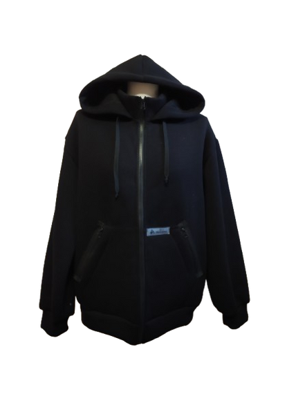 Худі чоловіче чорне тепле зимове толстовка на блискавці з капюшоном футер тринитка з начосом 48