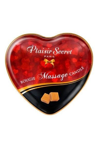 Массажная свеча ароматическая сердечко Plaisirs Secrets (35 мл), Карамель | Зображення 1