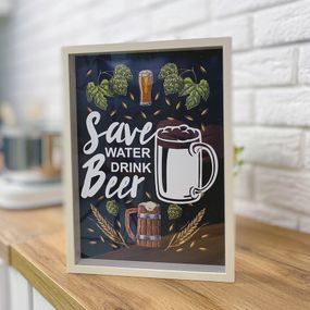 Копилка для крышек от пива Save water drink beer 30,5х21,5х4 см (PIV_20M004)