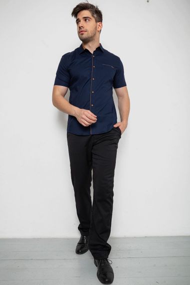 Рубашка мужская однотонная  -уценка, цвет темно-синий, 214R7119-U-1 | Зображення 1