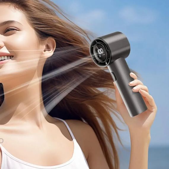 Вентилятор портативний настільний ручний Handheld fan LY-937 із вбудованим акумулятором та з цифровим дисплеєм, 5 швидкостей | Зображення 1