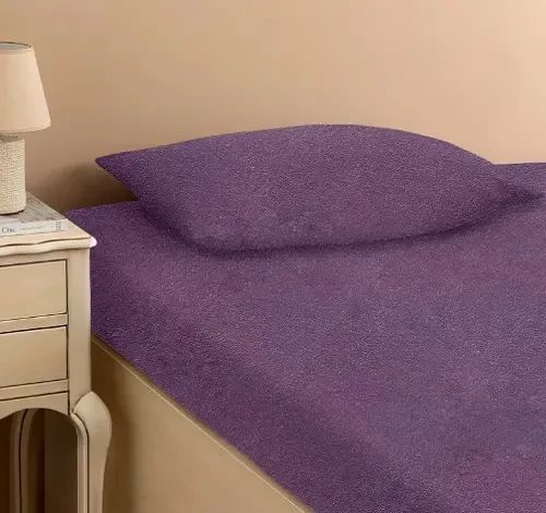 Фиолетовая Простынь махровая на резинке с наволочками Anisa  (220х240+30 см) | Зображення 3