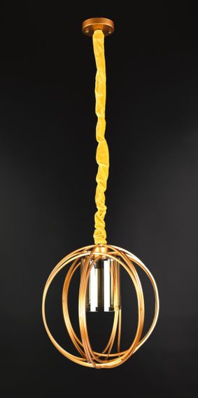 Люстра підвісна LOFT на 1 лампочку 25865 Жовтий 45-100х35х35 см.