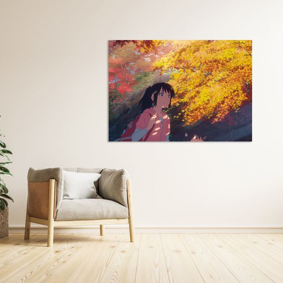 Плакат-постер з принтом Кавун Your Name Твоє Ім'я Mitsuha Miyamizu Міцуха Міямідзу в осінньому лісі A4 ПЛ000707(A4)