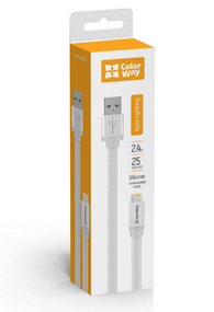 Кабель USB Lightning ColorWay CW-CBUM-LM25W 2,4A 0,25м білий