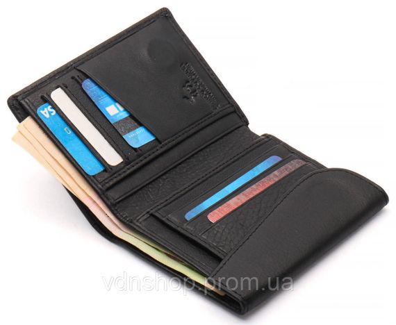 Черный мужской кошелек вертикального типа из натуральной кожи на магните Marco Coverna MC-1286 | Зображення 3