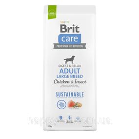 Экологичный корм Brit Care Sustainable Adult Large Breed для крупных собак, курица и насекомые, 12 кг