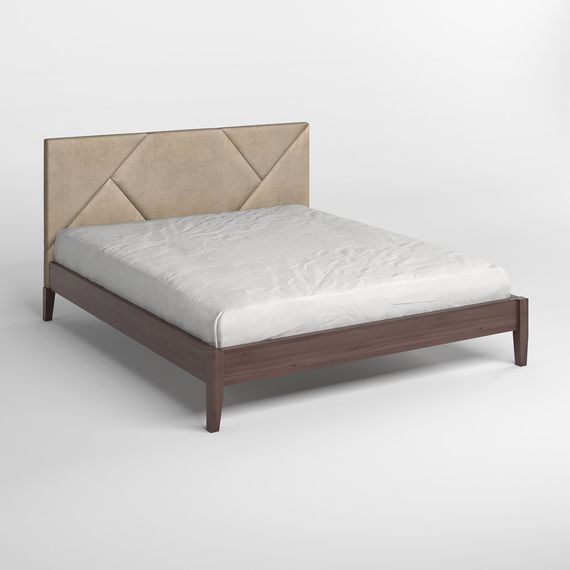 Двоспальне дерев&#039;яне ліжко Mebigrand Нью-Йорк ДК Горіх темний/Аляска 23 (Бежевий) 160х200 см (MBG-10268) | Зображення 1