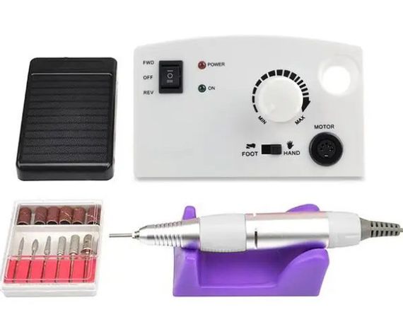 Фрезер для манікюру Nail Drill Pro ZS-602 65 Вт 45 000 оборотів з педаллю та насадками Білий | Зображення 1