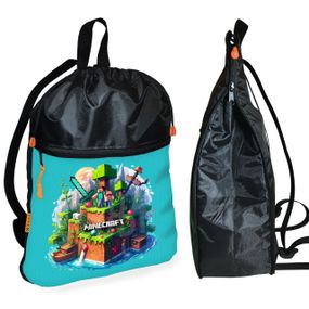 Рюкзак-мешок для обуви,спортивной формы Майнкрафт "Minecraft" детская сумка для сменки с расширителем (01281)