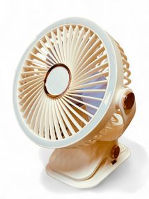 Вентилятор F2-150 акумуляторний з LED підсвічуванням та прищіпкою - Beige