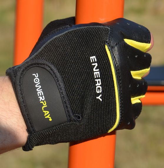 Рукавички для фітнесу PowerPlay 9058 Energy чорно-жовті M | Зображення 4