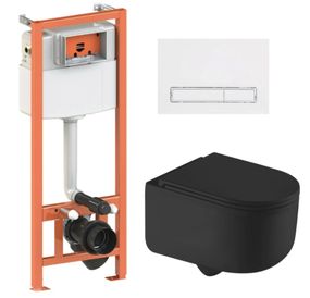 Набір Qtap Nest 4 в 1 підвісний унітаз Taurus Ultra Quiet 490x360x380 + комплект інсталяції QT2433084EUQMB46181