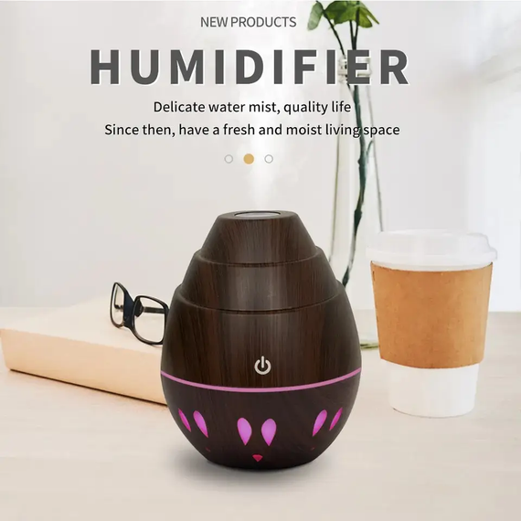 Зволожувач повітря аромадифузор із підсвіткою Humidifier RGB 7 кольорів світла, ультразвуковий 130 мл | Зображення 1
