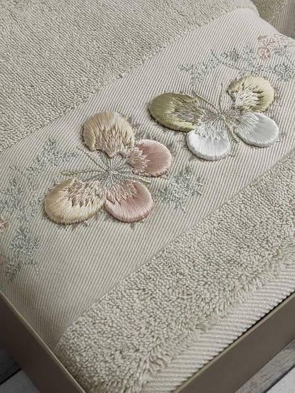 Полотенца Pupilla Eva butterfly big kahve Пенье набор 2шт