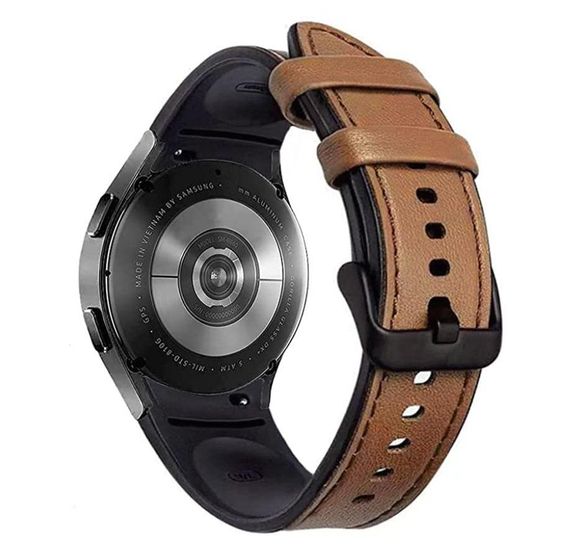 Ремешок Primolux Leather Silicone для часов Samsung Galaxy Watch 5 / Watch 5 Pro - Brown
