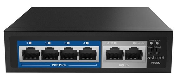 мереж.акт NETIS P106C 6-ти портовий коммутатор Fast Ethernet 4 ports POE+2RJ45 (P106C) | Зображення 1